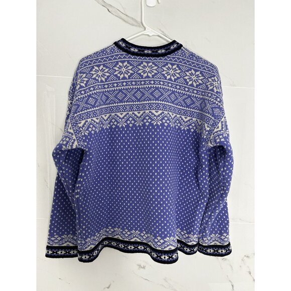 Vintage LL Bean Purple Nordic Lambswool Knit Embossed Button Sweater Size L EUC - Picture 8 of 10